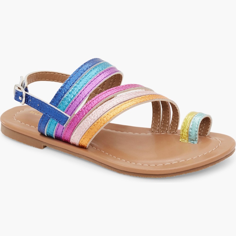 Kurt Geiger London Girls Rainbow Metallic Strappy Sandals Size 4